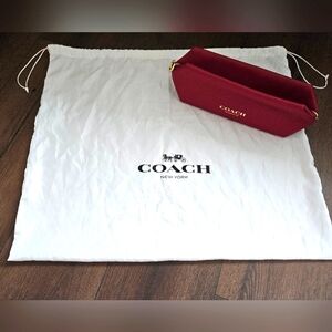 NIP Coach Burgundy Cosmetic Bag & Large Satin Drawstring Dustbag